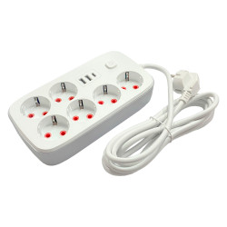 Удлинитель с 6 розетками та 3 USB-портами 2500W 5м (S-VEN-1202-5)