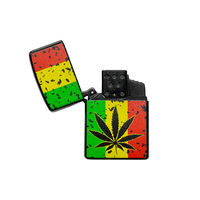 Зажигалка с пьезоподжигом турбо Piezo Cannabis (AT-232)