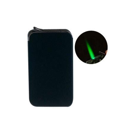 Зажигалка с пьезоподжигом турбо Piezo зеленое пламя Black (AT-907)