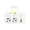 Сетевой разветвитель на 2 розетки с 2 USB + 1 Type-C с кнопками (125403)