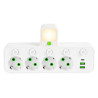 Сетевой разветвитель на 4 розетки с 2 USB + 1 Type-C с кнопками (125401)