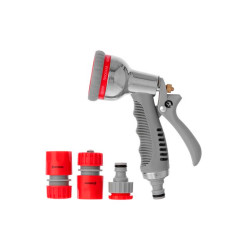 Пистолет-распылитель для полива Intertool 8 функций хром x 1 адаптер x 2 коннектора (GE-0005)
