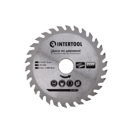 Диск пильный Intertool 115 х 30T х 22.2 мм (CT-3012)