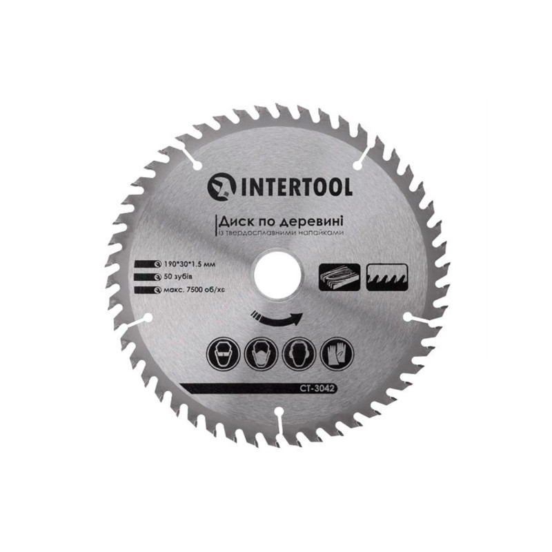 Диск пильный Intertool 190 х 50T х 30 мм (CT-3042)