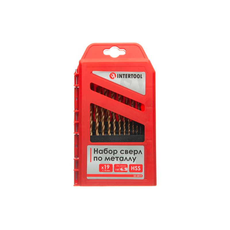 Набор сверл по металлу Intertool 19 шт. (1-10 мм) титан (SD-0019)