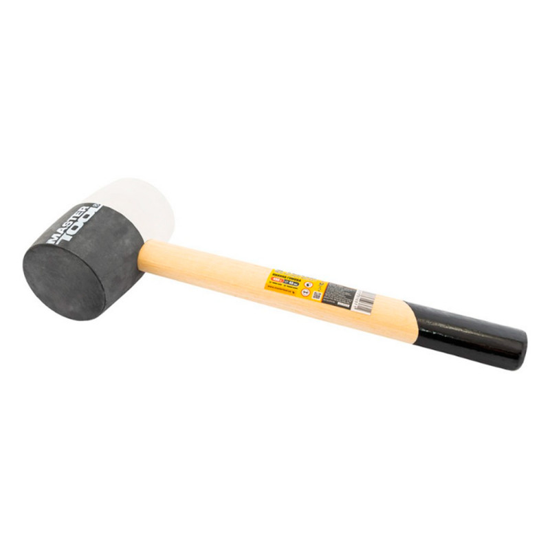 Киянка Mastertool 450 г х 60 мм черно-белая резина ручка деревянная (02-0322)