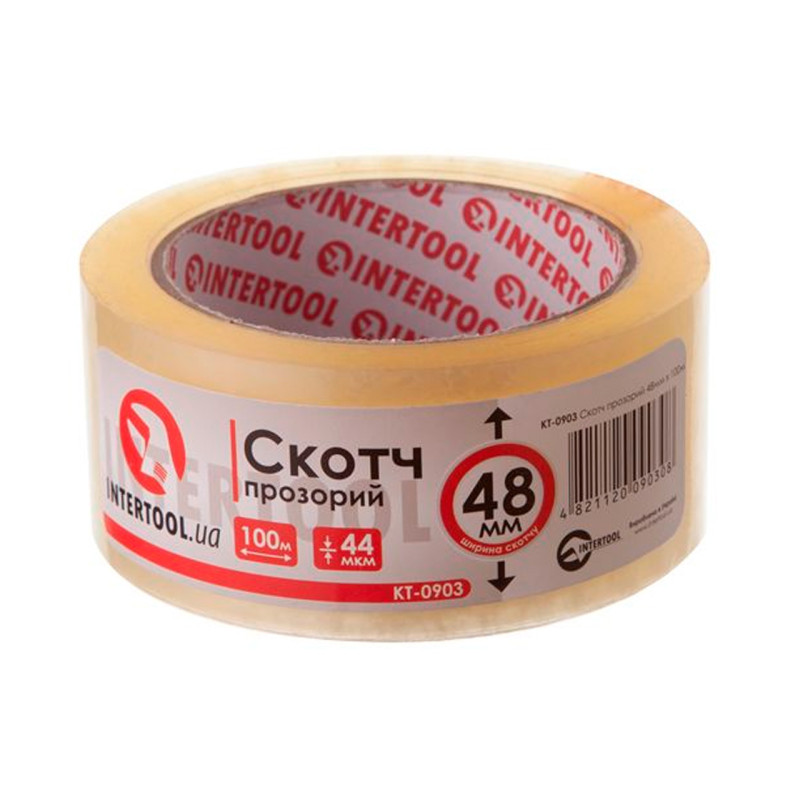 Скотч Intertool 48 мм х 100 м х 52 мкм прозрачный (KT-0903) (6 шт.)
