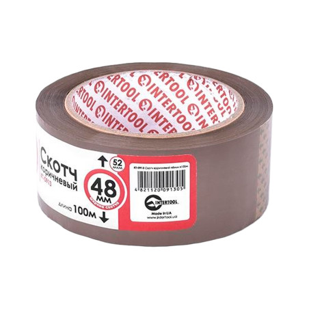 Скотч Intertool 48 мм х 100 м х 52 мкм коричневый (KT-0913)