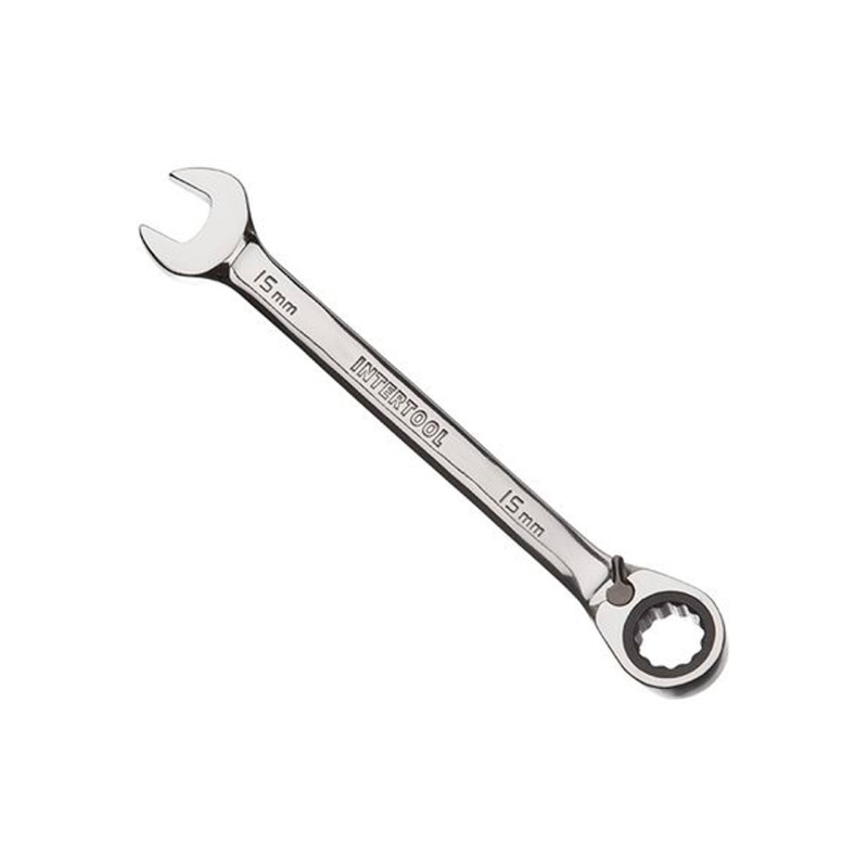 Ключ рожково-накидной Intertool 15 мм с трещоткой (XT-1315)