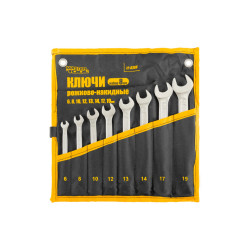Набор рожково-накидных ключей Mastertool 8 шт. (6-19 мм) холоднокатанный (72-0108)