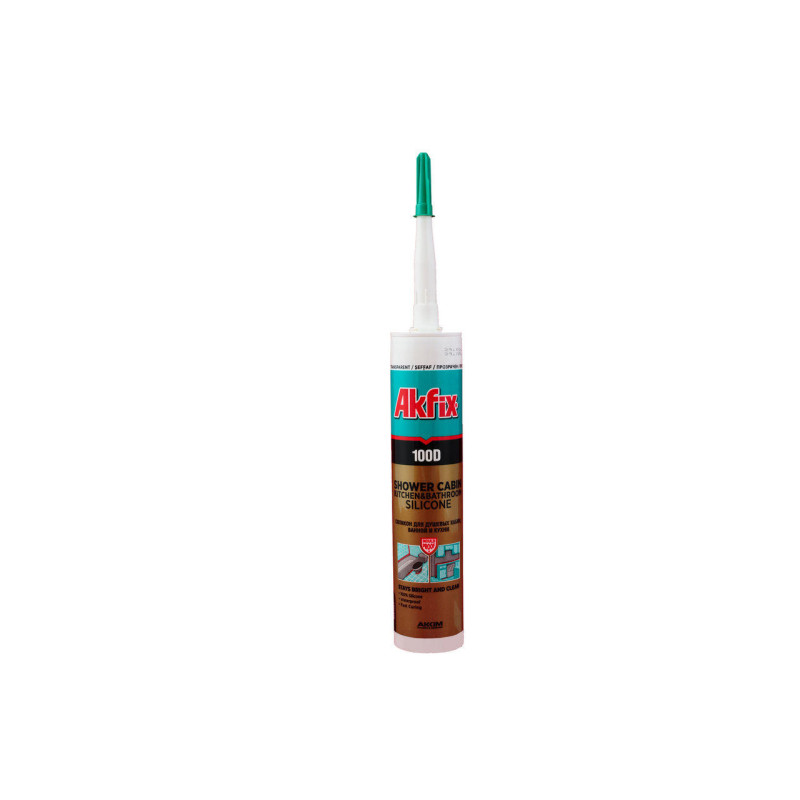 Силикон Akfix для душевых кабин 280 мл прозрачный (100D) (SA061)