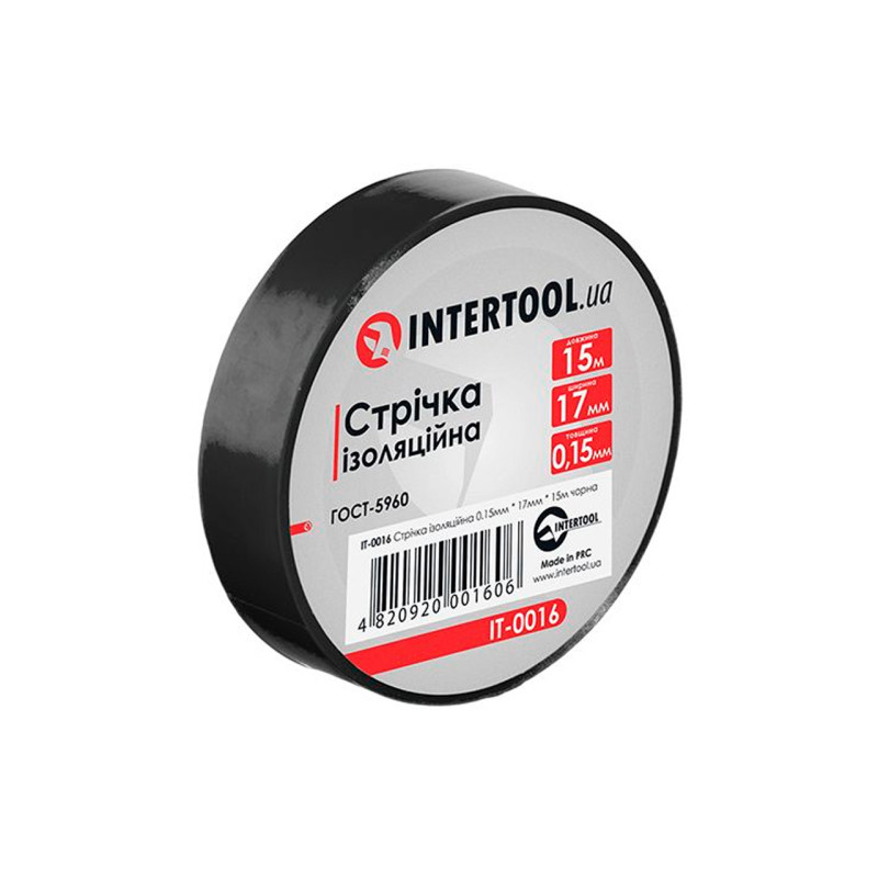 Лента изоляционная Intertool 15 м черная (IT-0016) (10 шт.)