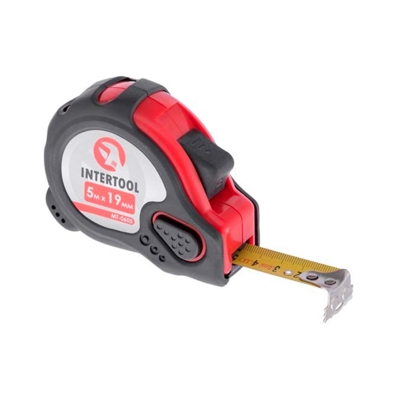 Рулетка Intertool 5 м x 19 мм обрезиненная супер-магнит (MT-0605)