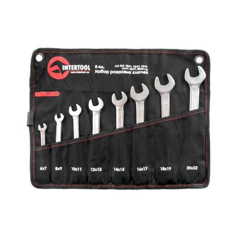 Набор рожковых ключей Intertool 8 шт. (6-22 мм) Pro (XT-1102)