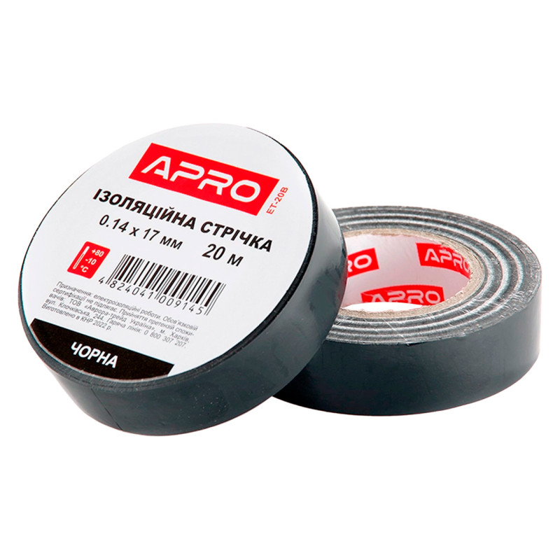Лента изоляционная Apro 25 м x 17 x 0.14 мм черная (ET-25B) (10 шт.)
