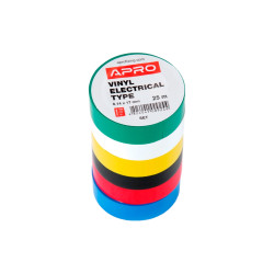 Лента изоляционная Apro 25 м x 17 x 0.14 мм ассорти (ET-25SET6) (6 шт.)