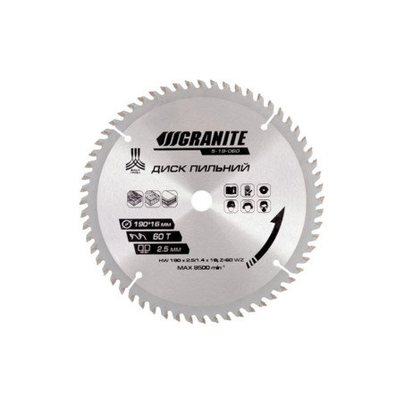 Диск пильный Granite 190 x 60T x 16 мм (5-19-060)
