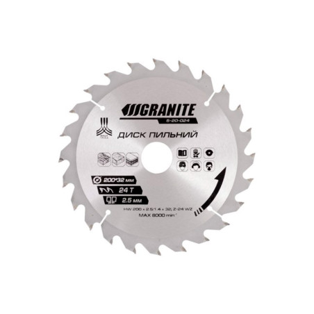 Диск пильный Granite 200 x 24T x 32 мм (32-30+32-25.4) (5-20-024)