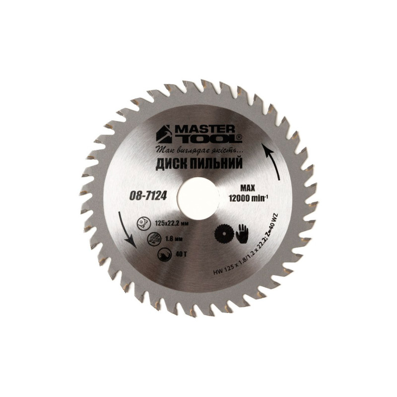 Диск пильный Mastertool 125 x 40T x 22.2мм (08-7124)
