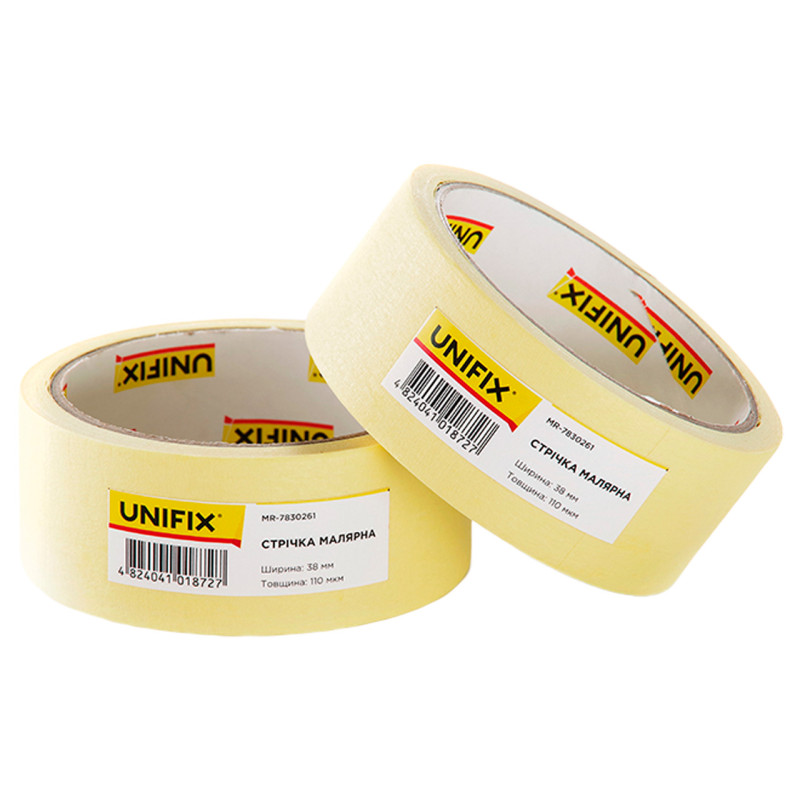 Лента малярная Unifix 38 мм x 20 м желтая (MR-7830261) (7 шт.)