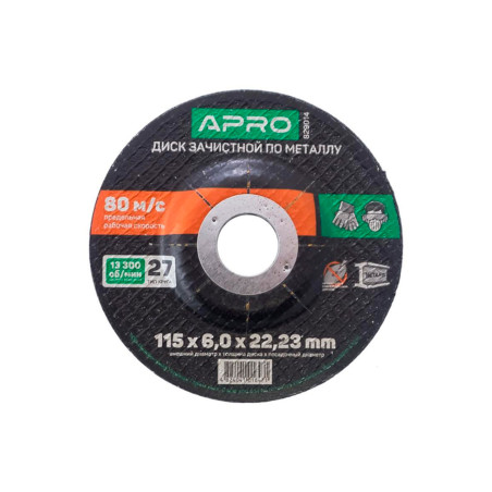 Диск зачистной по металлу Apro 115 х 6 х 22.2 мм (829014) (5 шт.)