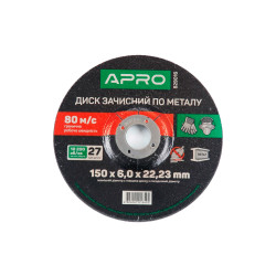 Диск зачистной по металлу Apro 150 х 6 х 22.2 мм (829016) (5 шт.)