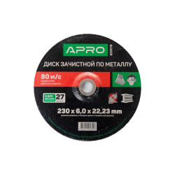 Диск зачистной по металлу Apro 230 х 6 х 22.2 мм (829018)