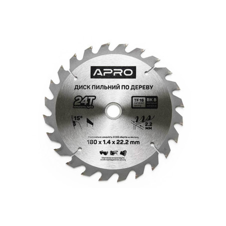 Диск пильный Apro 180 x 22.2 мм x 24T (830133)