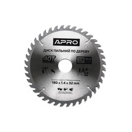 Диск пильный Apro 190 x 32 мм x 40T (830175)