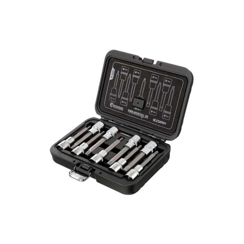 Набор бит TORX Intertool 1/2" x T20-T60 x 100 мм (9 шт.) Storm (ET-8401)