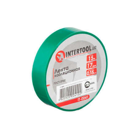 Лента изоляционная Intertool 15 м x 17 x 0.15 мм зеленая (IT-0041) (10 шт.)