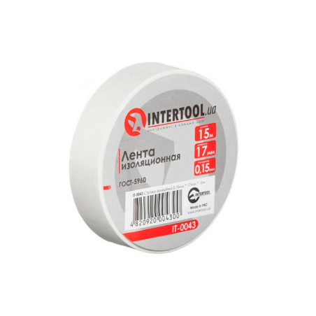 Лента изоляционная Intertool 15 м x 17 x 0.15 мм белая (IT-0043) (10 шт.)