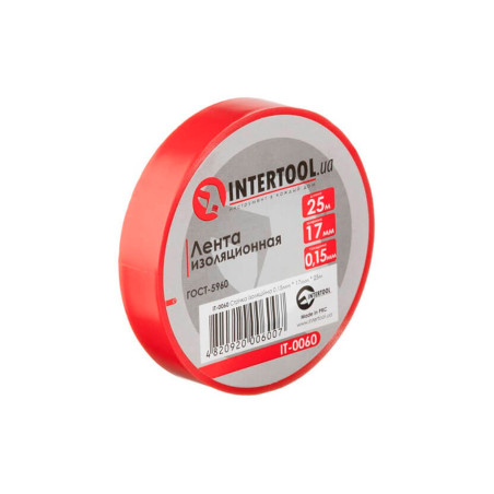 Лента изоляционная Intertool 25 м x 17 x 0.15 мм красная (IT-0060) (10 шт.)