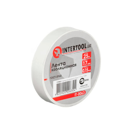 Лента изоляционная Intertool 25 м x 17 x 0.15 мм белая (IT-0063) (10 шт.)