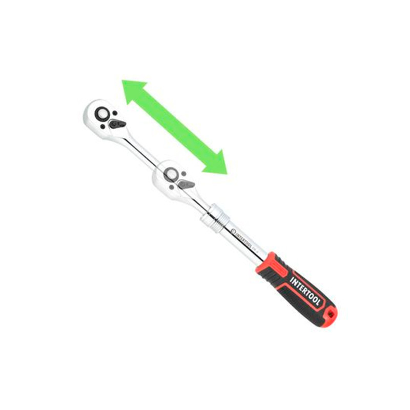 Ключ трещоточный (рукоятка с храповым механизмом) Intertool 3/8" x 72T телескопический Storm (ET-8005)