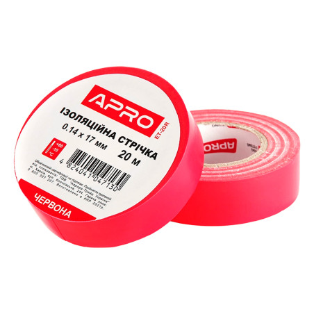 Лента изоляционная Apro 17 x 0.14мм x 20м красная (ET-20R) (5 шт.)