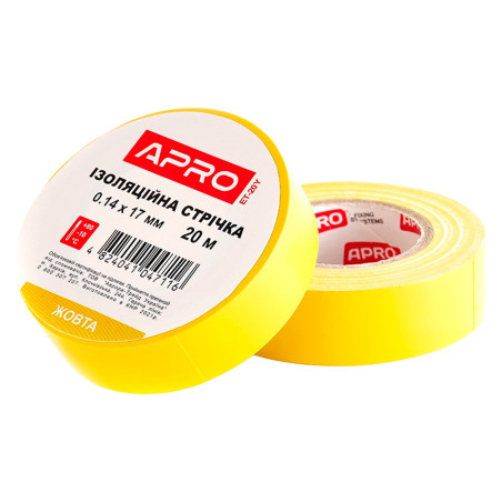 Лента изоляционная Apro 17 x 0.14мм x 20м желтая (ET-20Y) (5 шт.)