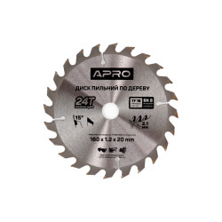 Диск пильный по дереву Apro 160 x 20мм x 24T (830111)