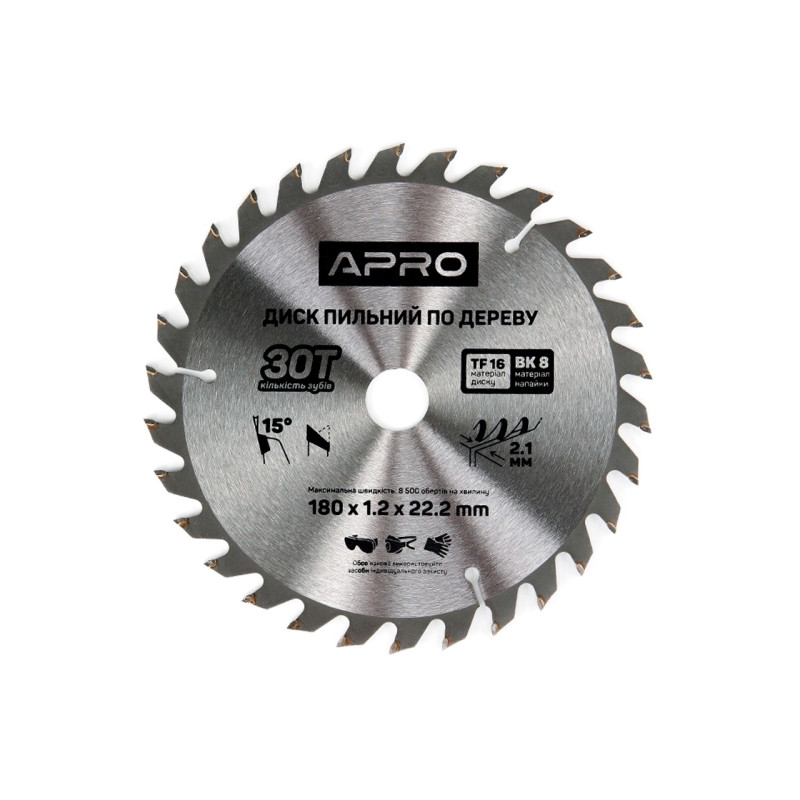 Диск пильный по дереву Apro 180 x 22.220мм x 30T (830134)