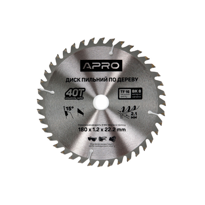 Диск пильный по дереву Apro 180 x 22.220мм x 40T (830135)
