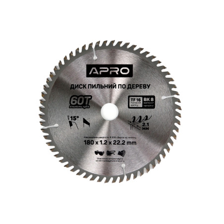 Диск пильный по дереву Apro 180 x 22.220мм x 60T (830137)