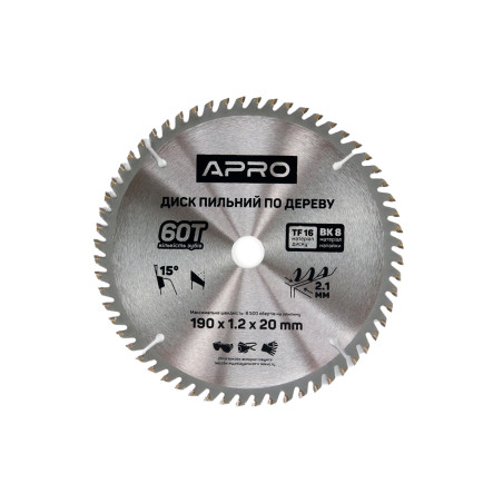 Диск пильный по дереву Apro 190 x 2016мм x 60T (830173)