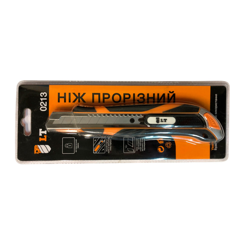 Нож сегментный LT 18мм автозамок прорезиненный PRO (0213)