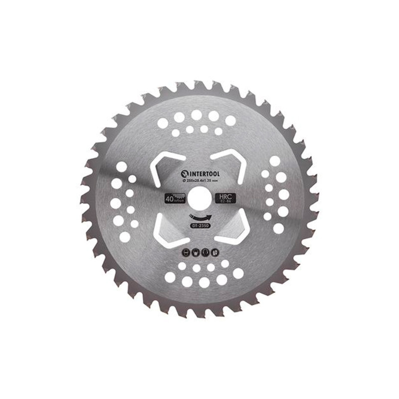 Диск для триммера Intertool 255мм x 40Т победитовый подрезной 4 (DT-2350)