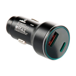 Автомобильное зарядное устройство 12 Atelie USB/Tipe-C x 5V x 3A с подсветкой черный (951809)