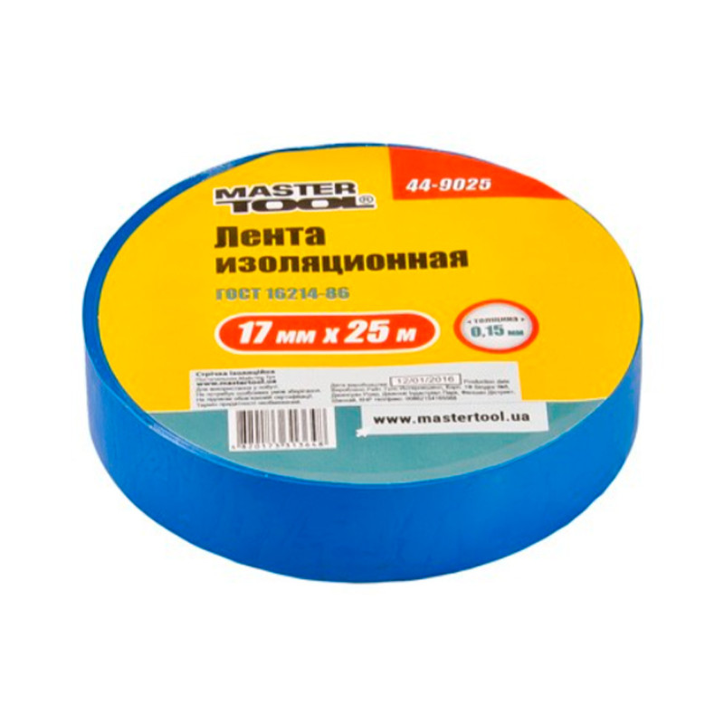 Лента изоляционная Mastertool 25м x 17 x 0.15мм синяя (44-9025) (5 шт.)