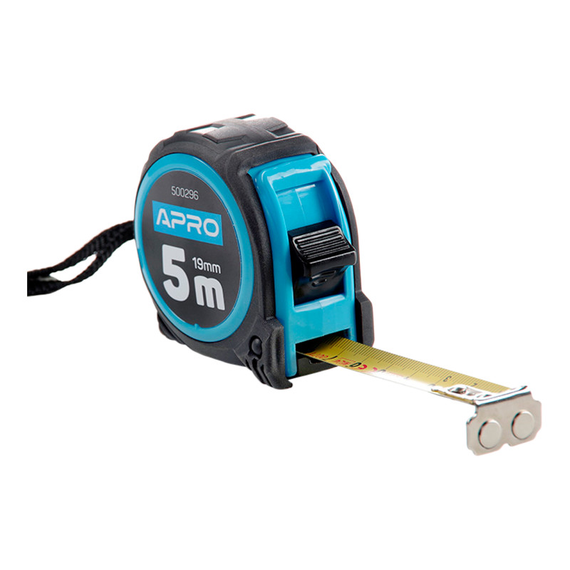 Рулетка Apro 5м x 19мм магнит обрезиненная 2 (500296)
