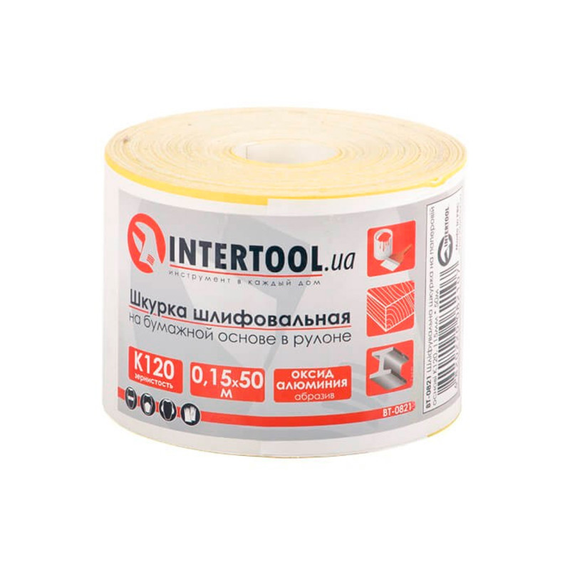 Шлифовальная шкурка Intertool 115 мм x 50 м x P120 бумага (BT-0821)