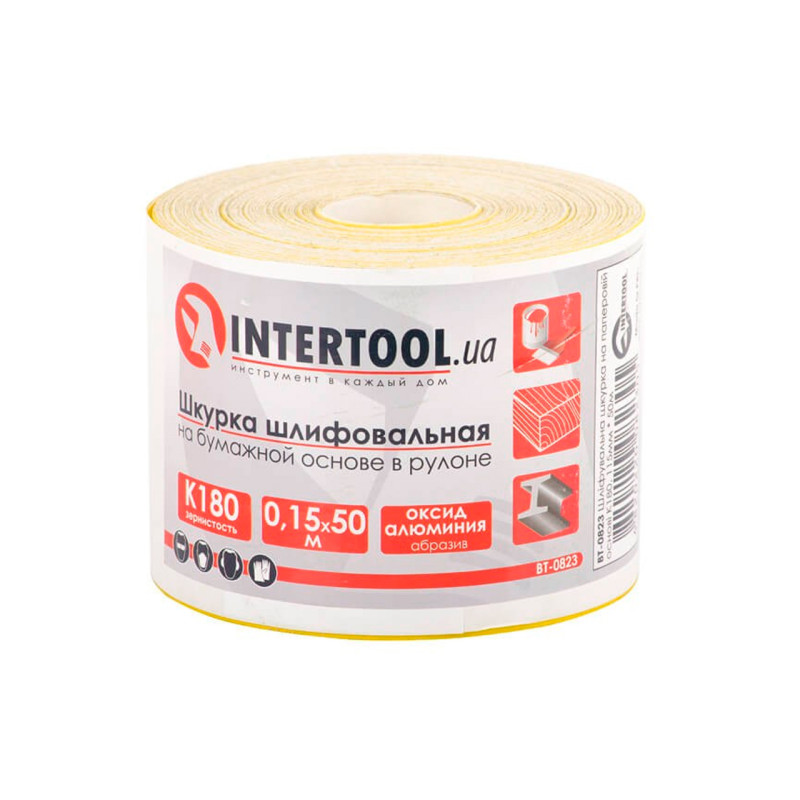 Шлифовальная шкурка Intertool 115 мм x 50 м x P180 бумага (BT-0823)
