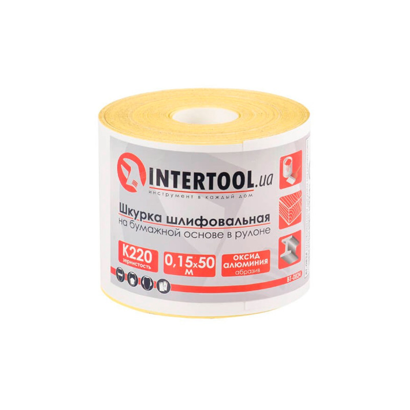 Шлифовальная шкурка Intertool 115 мм x 50 м x P220 бумага (BT-0824)